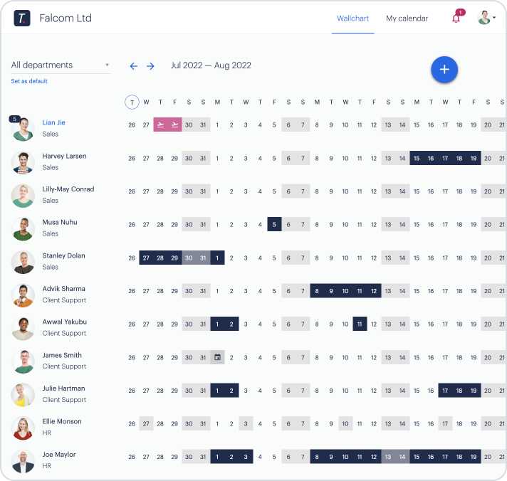 Wallchart and calendar – Timetastic - Help Centre and Setup Guides